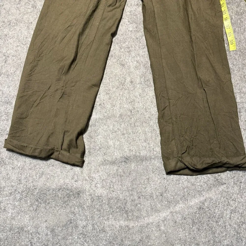 Vintage Harold Powell Mens Pleated Dress Pants Size 35 Olive Cuffed Wool Italy